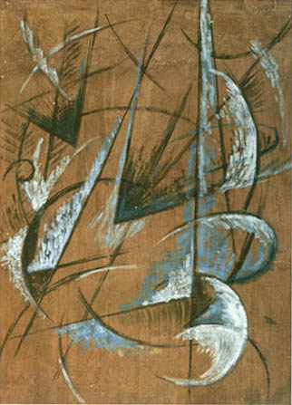 A. BOGOMAZOV. Cubofuturistic abstract composition. (1916-17). Gouache on paper, 55 by 40 cm